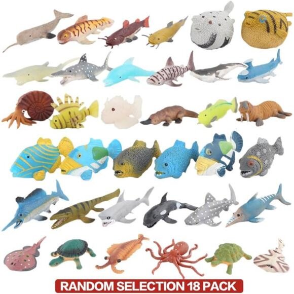 18 Pack Assorted Ocean Animal, Stretchy and Floating Rubber sea Animals Toy - Picture 2 of 8